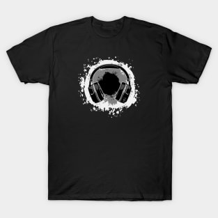 Headphones Art, Black & White T-Shirt